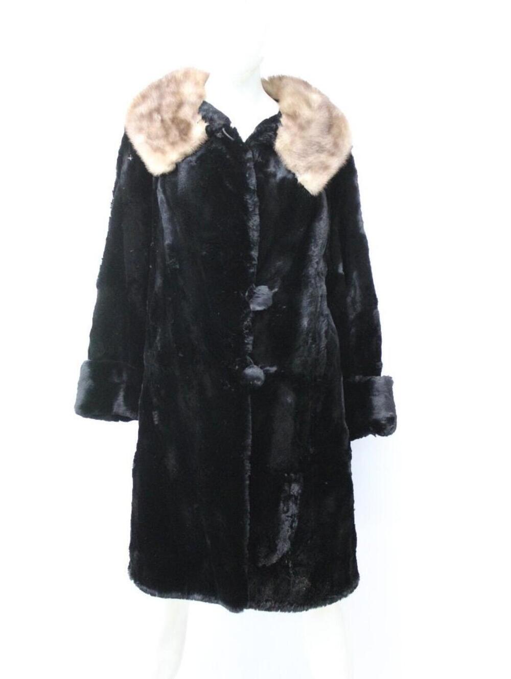 Scrap Item: Black Sheared Rabbit & Mink Fur Coat Jacket Arts Crafts